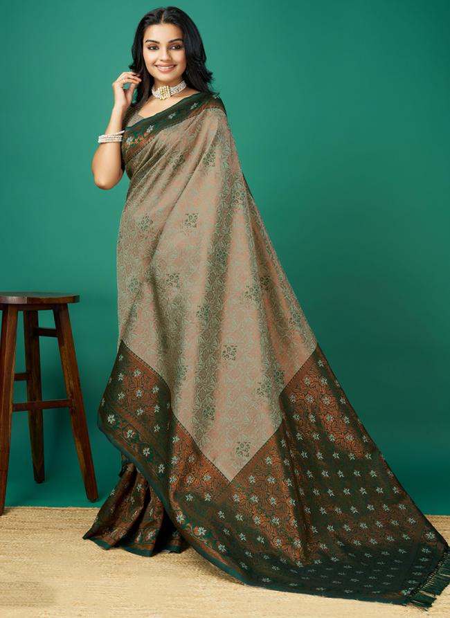 Soft Silk Grey Festival Wear Weaving Saree